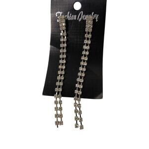 Sparkly Rhinestone Drop Earrings - Long Cascading Style